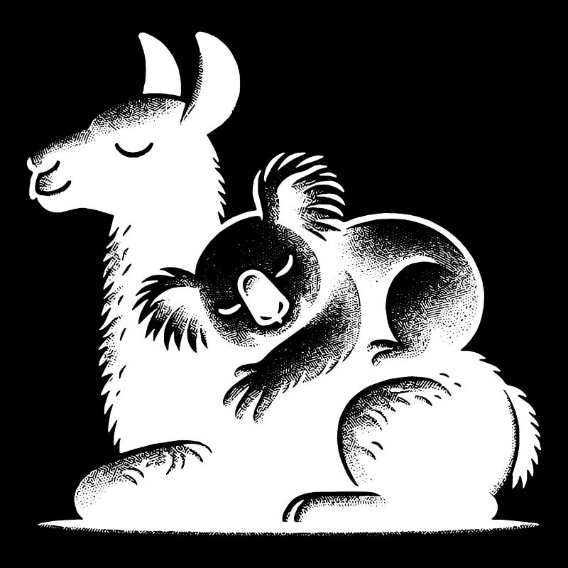 Koala endormi sur un lama endormi