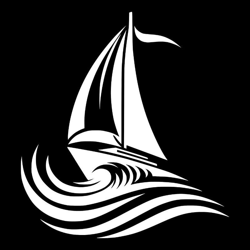 Sailboat in strong waves with rough seas