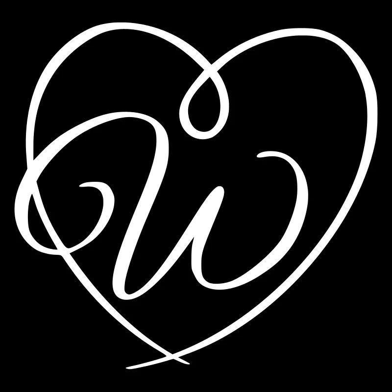 Letter W Calligraphy Heart