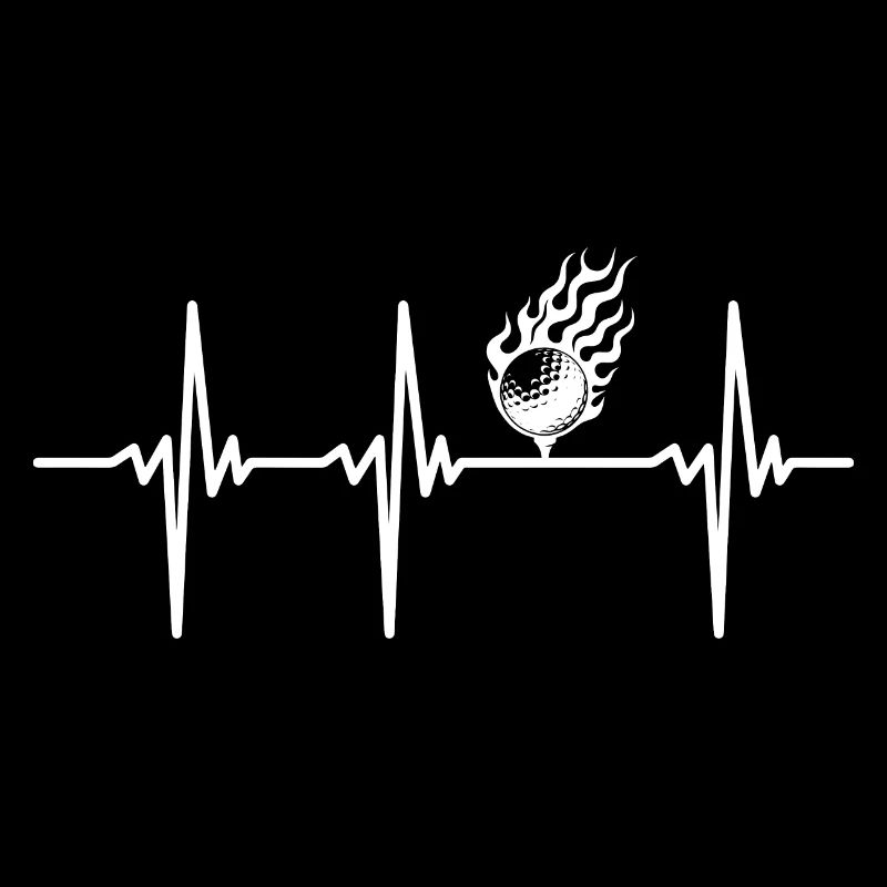 Heartbeat for Golf Ball on Fire Flames Tee