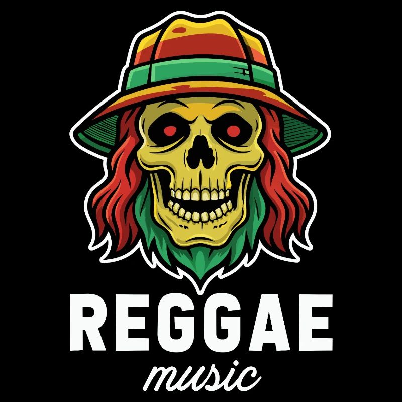 Rastafari skull in reggae hat