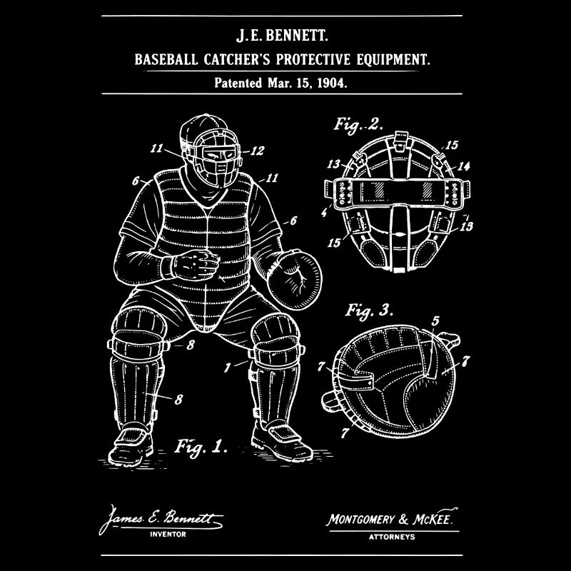 Vintage Baseball Catcher Blueprint