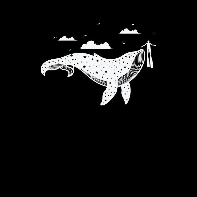 Pattern on whale with diver