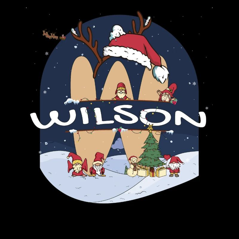 Awesome Wilson Name w Santa Hat in Xmas Theme