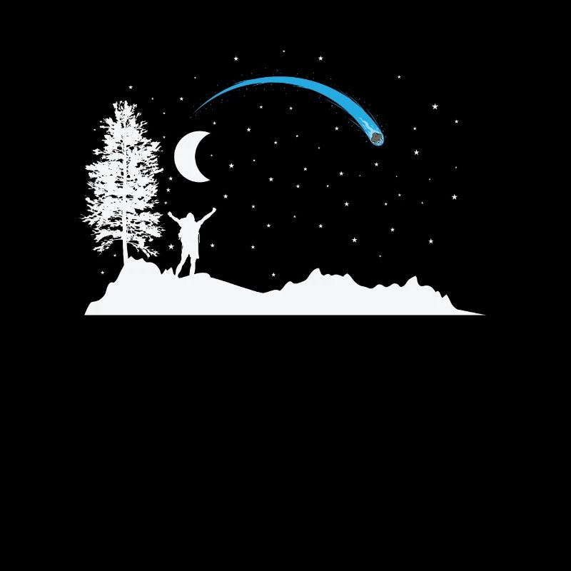 Shooting star with moon in the sky