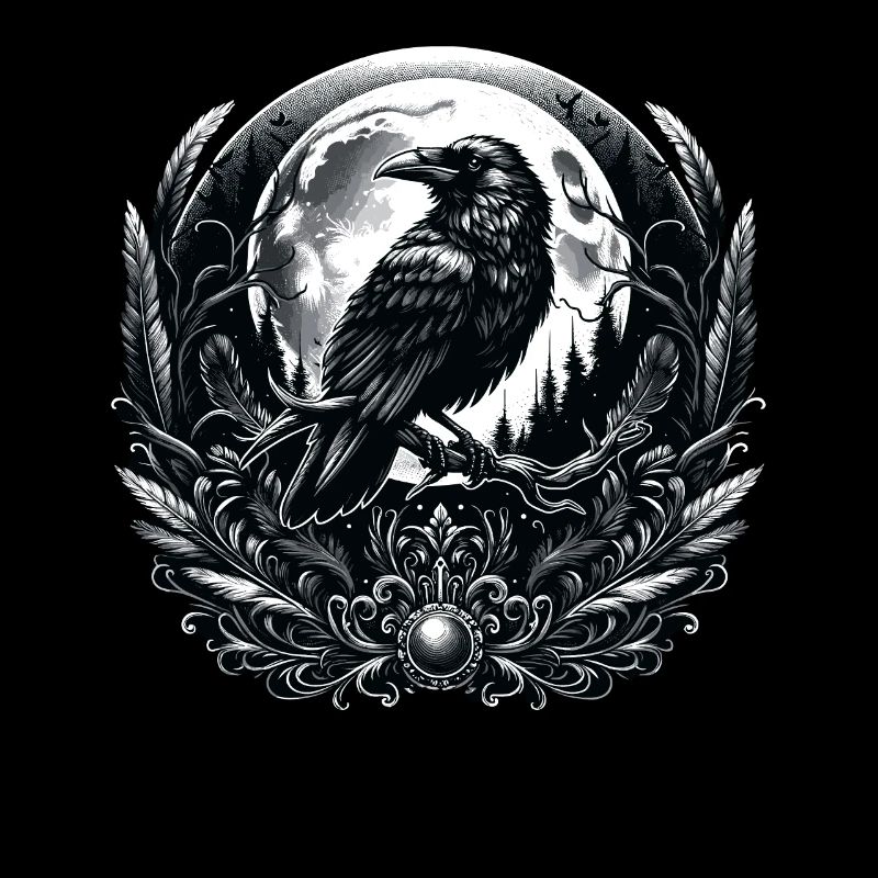 Mystical Raven and Moon: Gothic Elegance