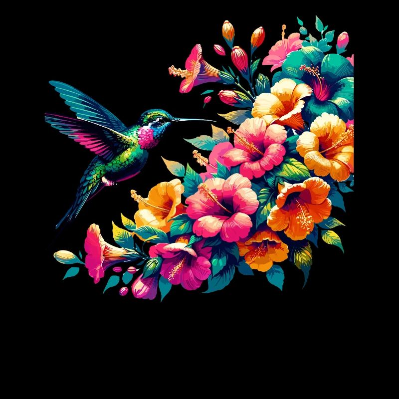 Colibri et Hibiscus fleur Art