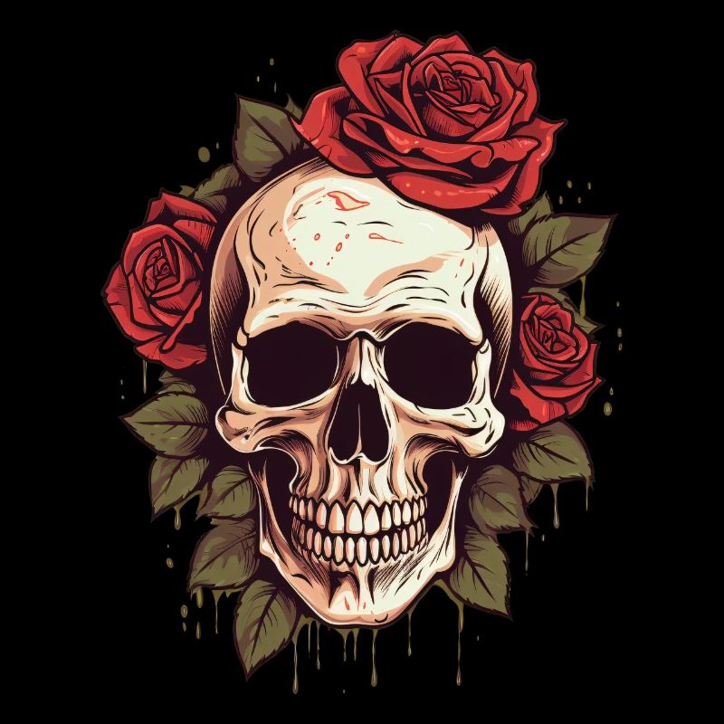 Skull Roses Aesthetic Grunge Goth Skull