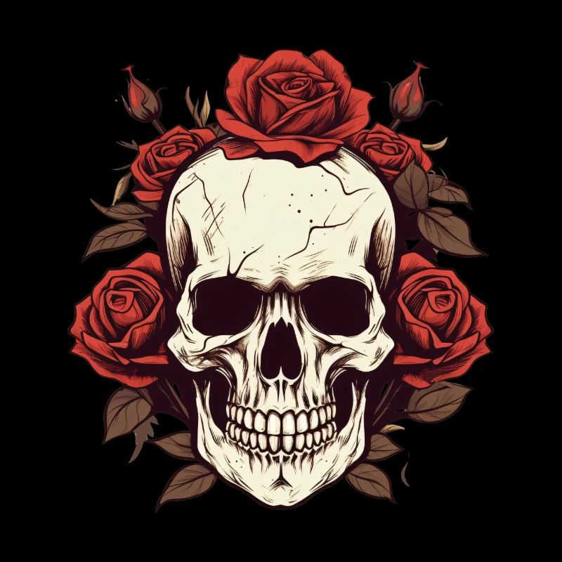 Skull Roses Aesthetic Grunge Goth Skull