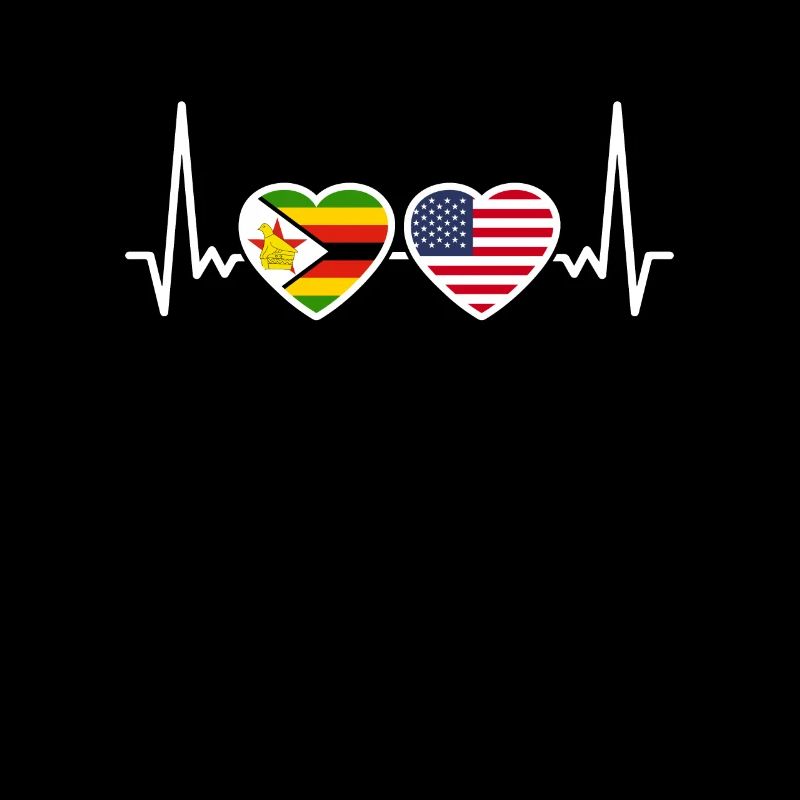 Zimbabwe, Etats-Unis, Heartbeat, Drapeau, Zimbabwéen