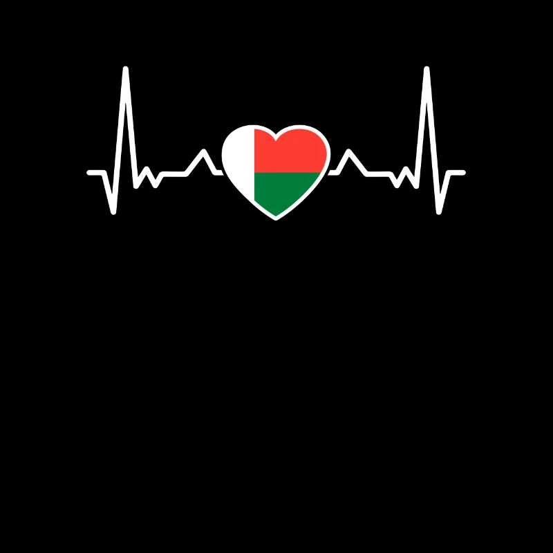 Drapeau malgache de Madagascar Heartbeat
