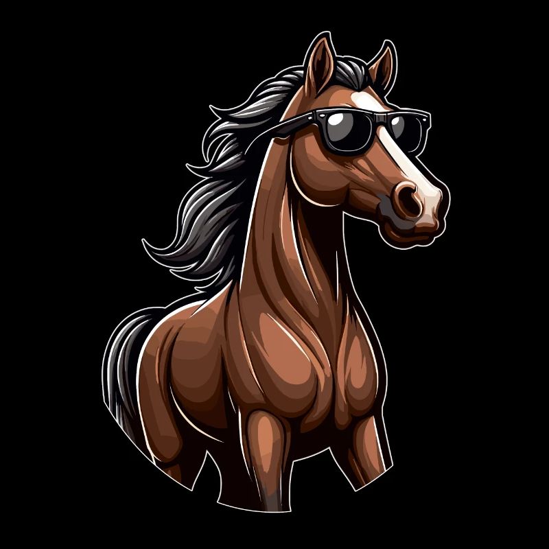 Cheval avec des lunettes de soleil dans un style comique