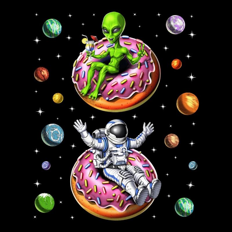 Astronaute Alien Riding Donut
