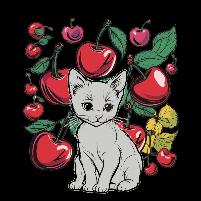 Cat Cherry Cats Cherries