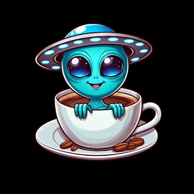 Alien avec du café UFO Coffee Lover