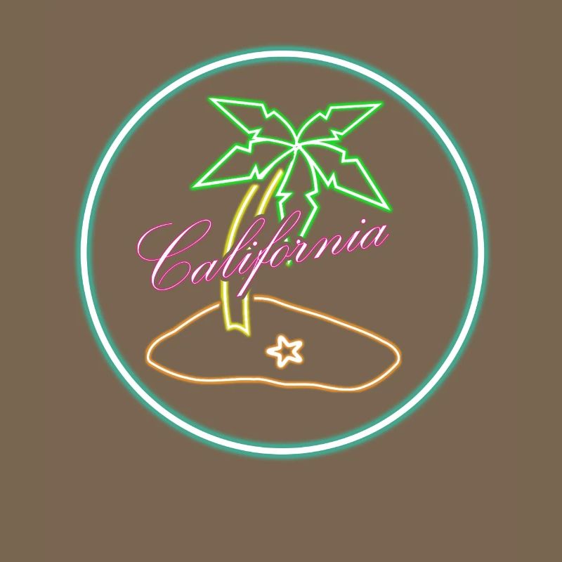 California Palm Tree Bright Neon Glowing Effect