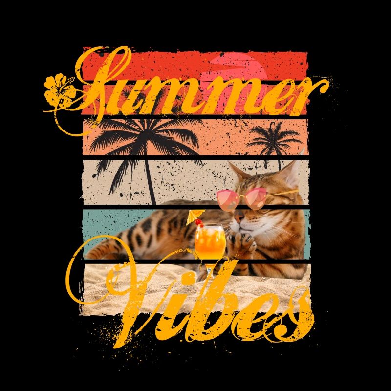 Summer Vibes chat bengale cool sur la plage