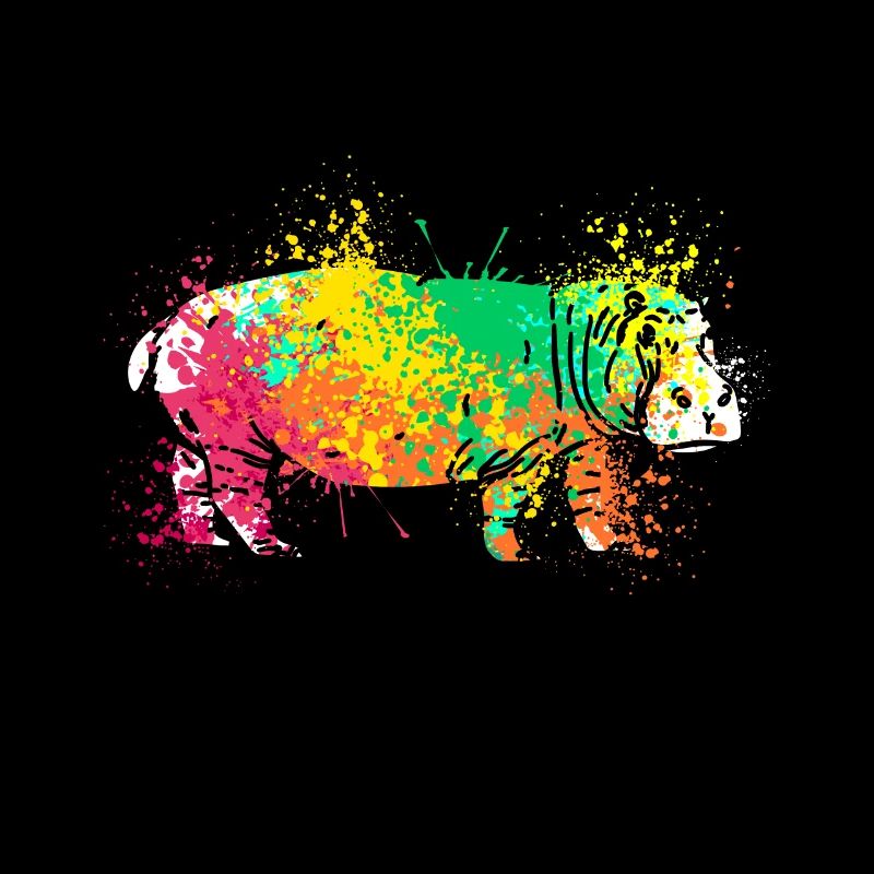 Splash Art Flusspferd Nilpferd Hippo
