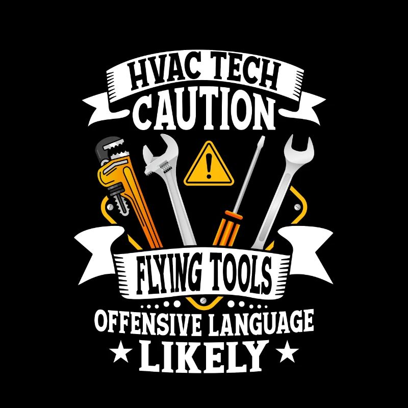 HVAC Tech Caution Installateur d’outils volants Technicia