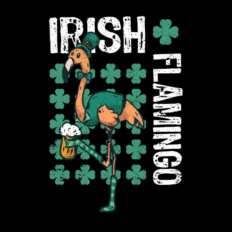 Flamant rose irlandais oiseau vert Saint-Patrick