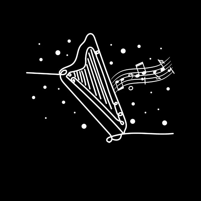 Drawn line art harp