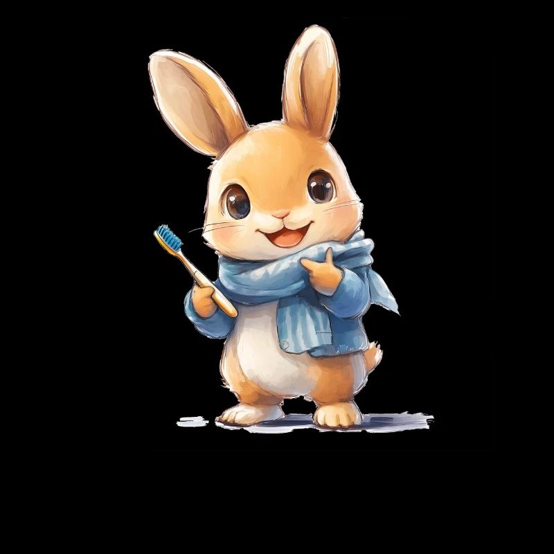Lapin avec brosse à dents
