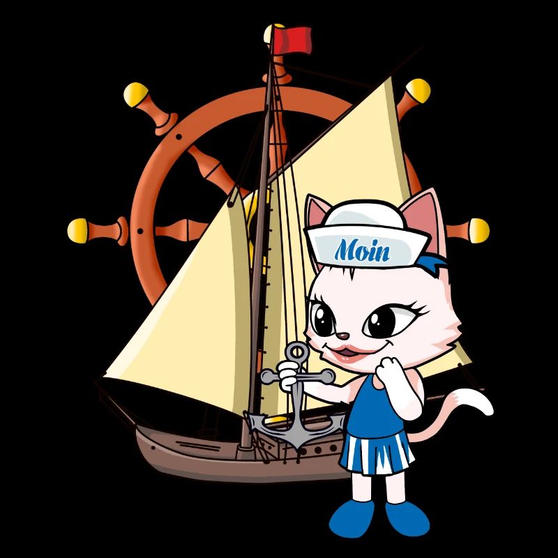 Cat Cats Sailing Ship Ships Steering Wheel