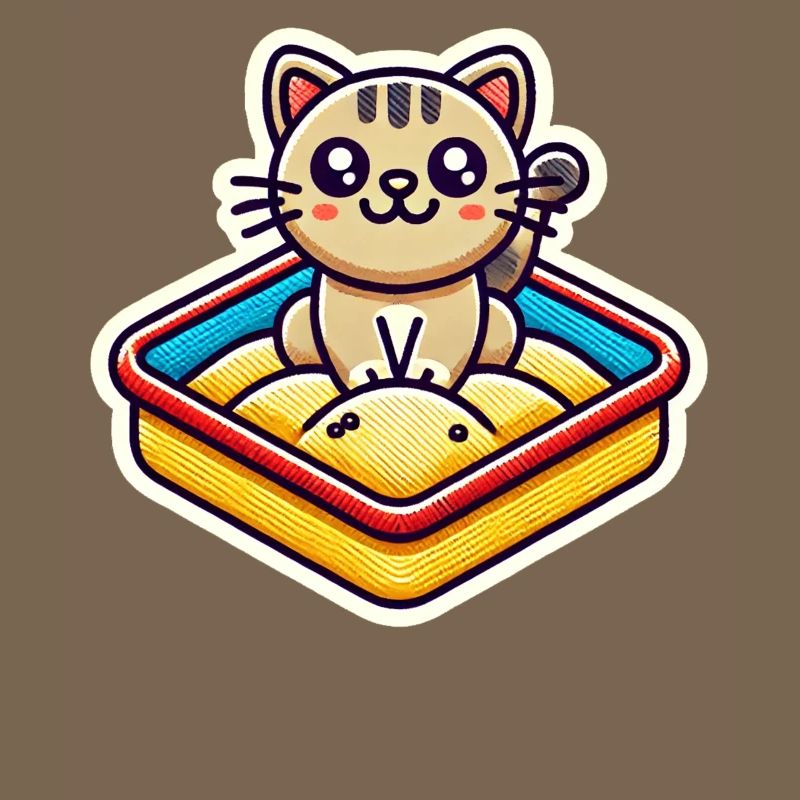 Chat mignon assis dans le bac à sable Style Patch