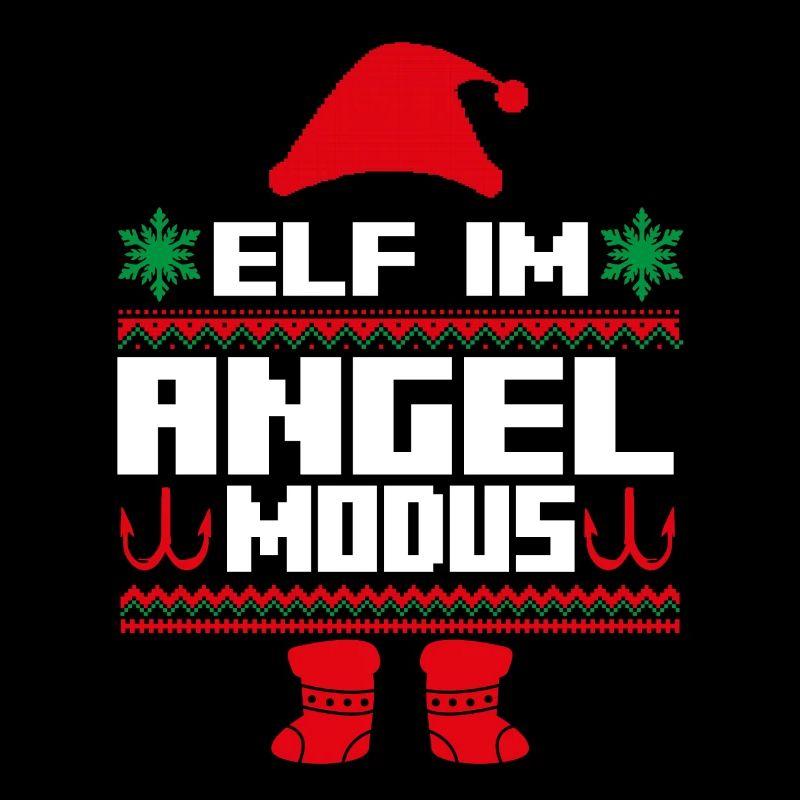 Elfe de Noël Noël Pêche Angler Canne à pêche