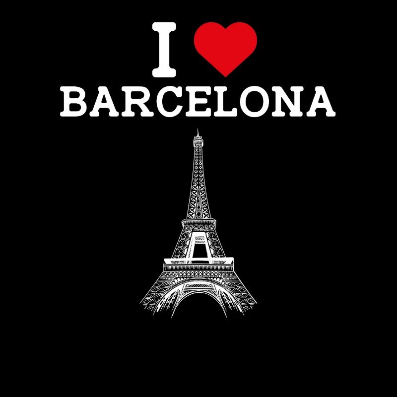 J’aime Barcelone Cool Heart Drapeau Tour Eiffel Jeu de mots