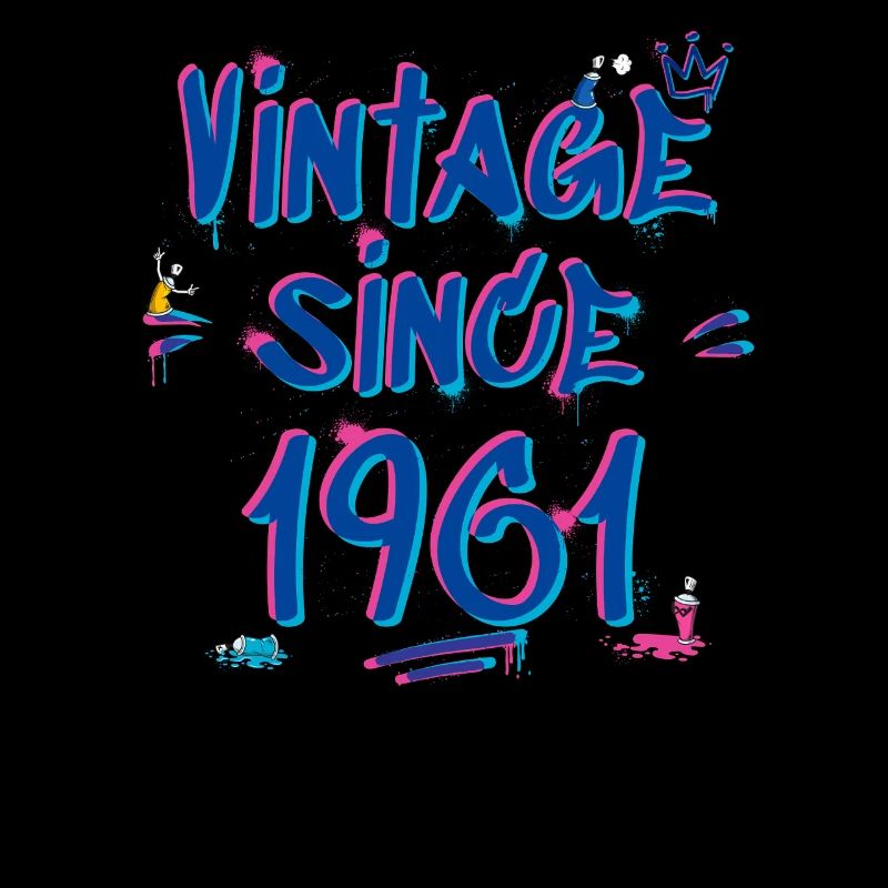 Vintage Since 1961 Graffiti Glitch 64th Bday Vibes