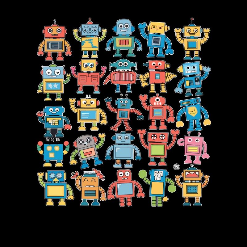 Colorful Robots for Kids - Funny Illustrations