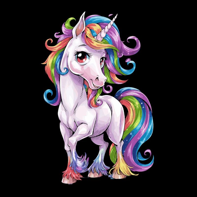 Magic unicorn with rainbow mane for