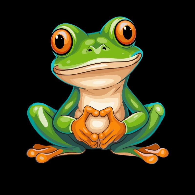 Grenouille joyeuse avec de grands yeux dans le style de dessin animé