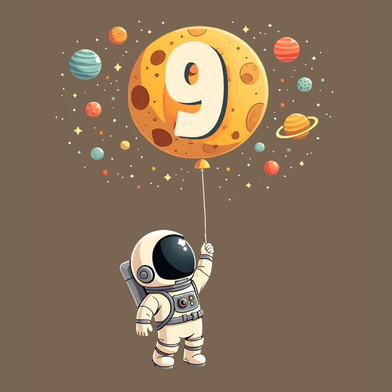 Cute Astronaut 9th Birthday Boy Outer Space