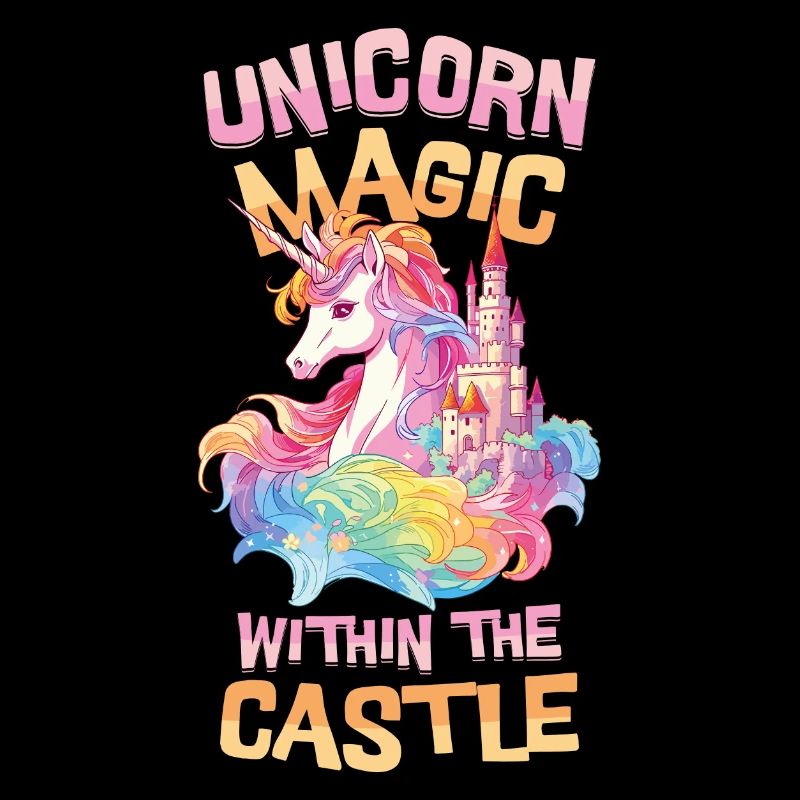 Unicorn, Rainbow, Castle, Multicolorful, Magic, Fantasy