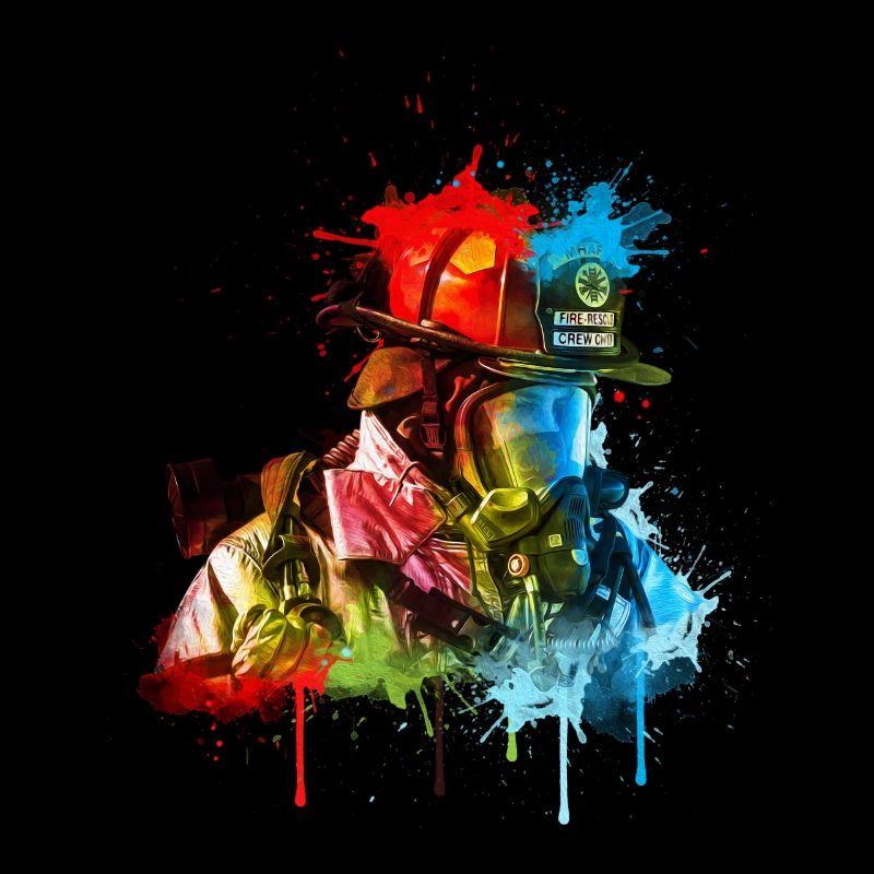 Fire Brigade Emergency Worker with Respiratory Protection Drawing