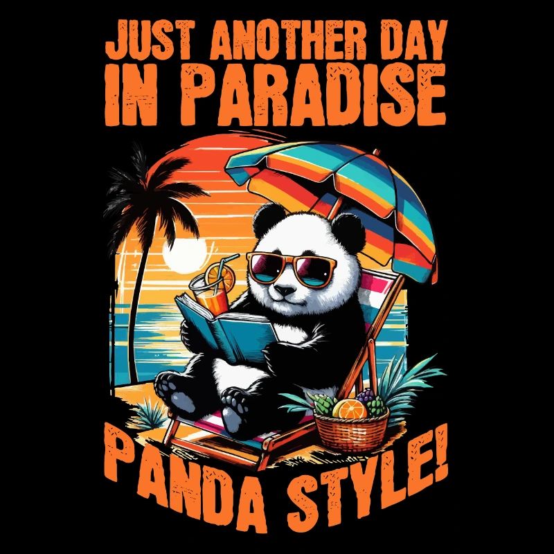 PANDA RELAXING MOMENT IN SUNSET, PANDA STYLE