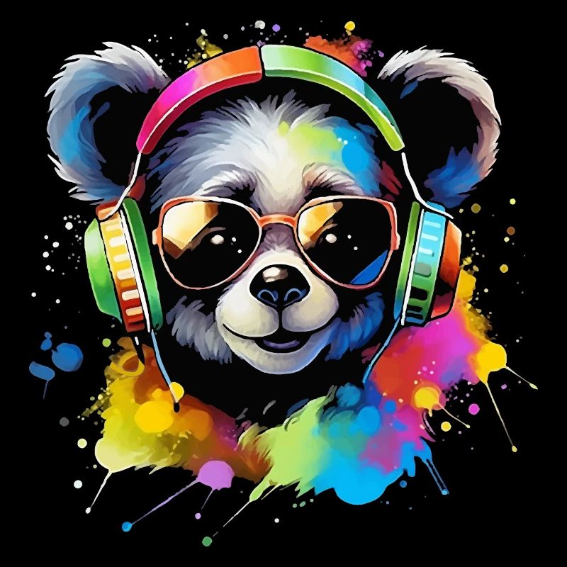 Mignon bébé panda ours avec casque cadeau ours