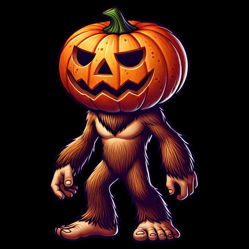 Halloween Bigfoot Sasquatch Pumpkin Head Comic