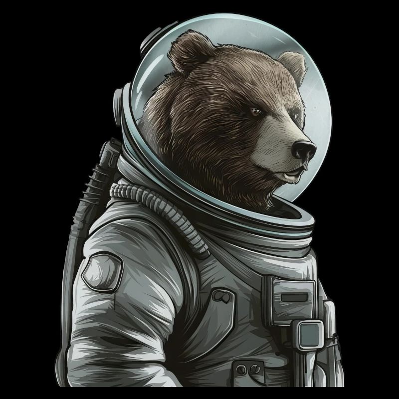 Pensive Brown Bear Astronaut