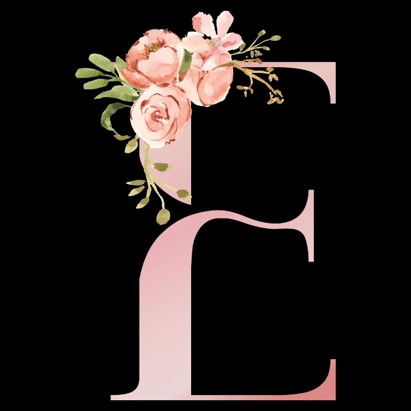 Monogramme floral pastel E