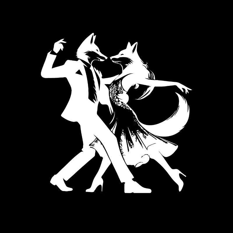 Design de tango cool : Deux renards dansants !