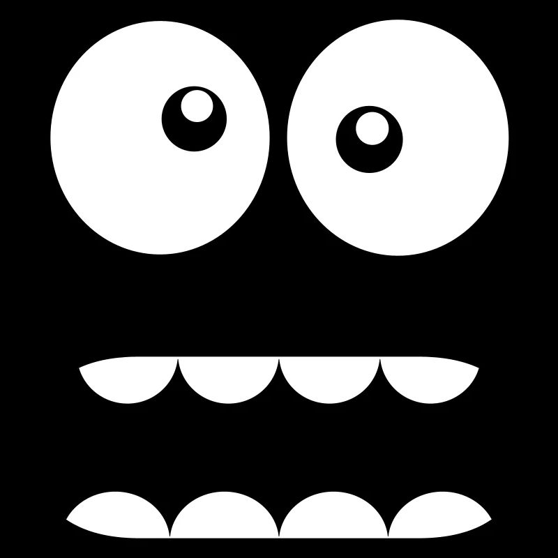 Funny Cartoon Monster Face - Crazy / Smiley