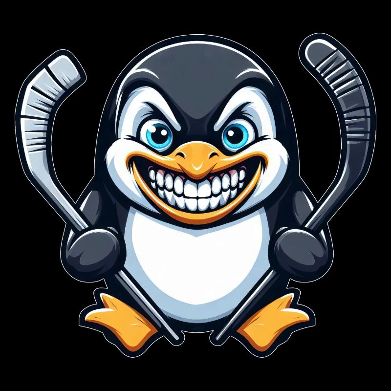 Cool Penguin Ice Hockey Player