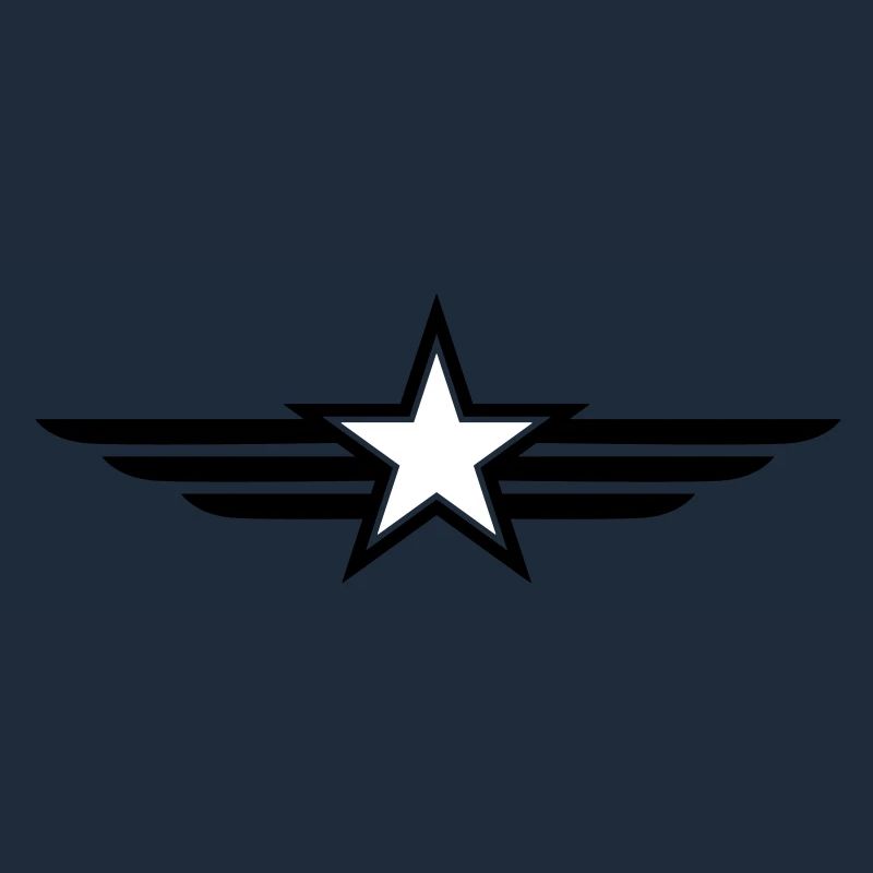 sharp red star black outline with 'wings'