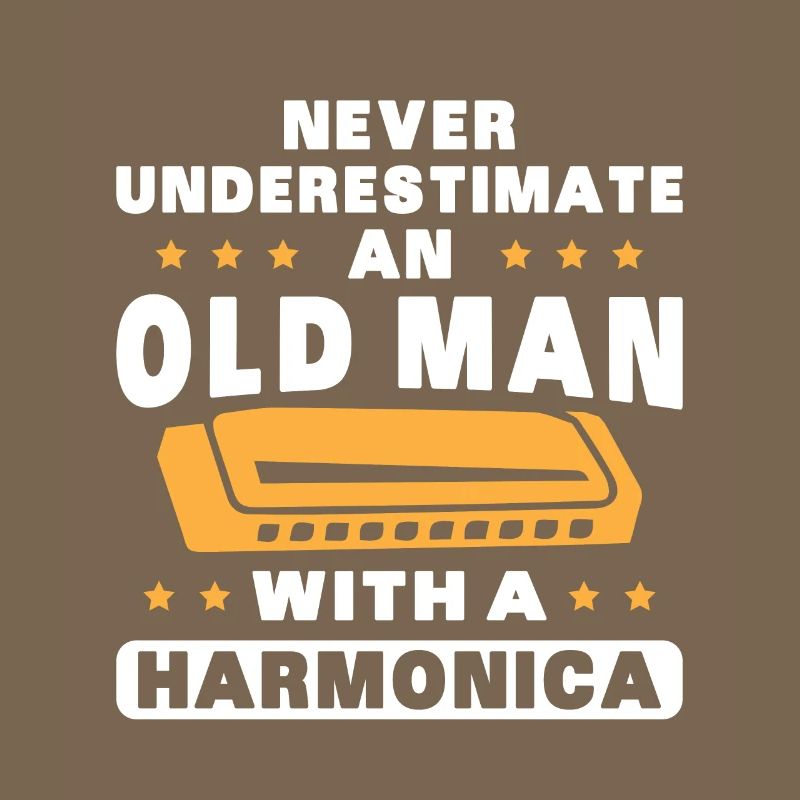An old man with a harmonica