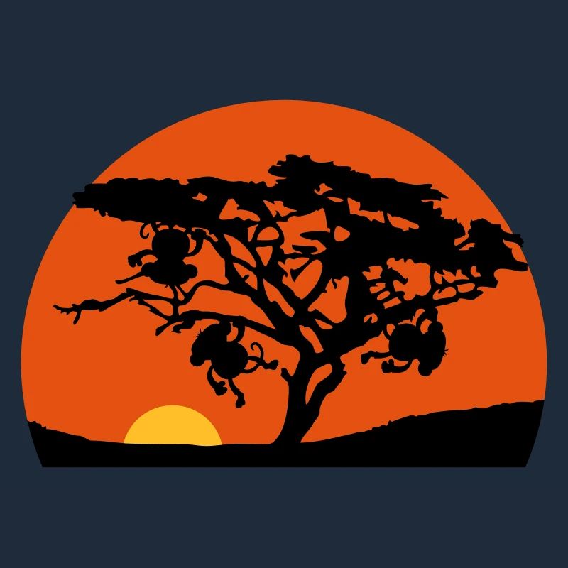 Singe du coucher du soleil de l'Afrique arbre