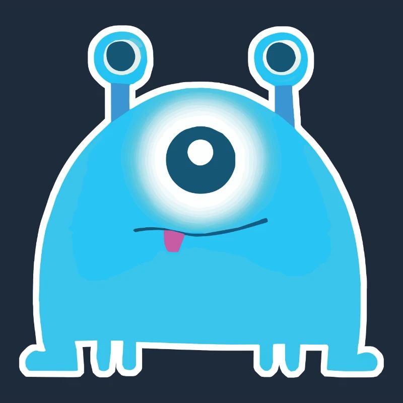 Monstre borgne mignon | Drôle d’extraterrestre bleu Chibi