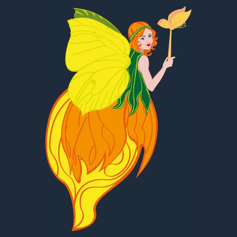 Conception féerique avec des ailes de fleur et du feu
